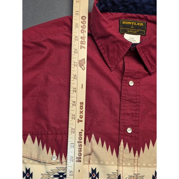 Rustler Mens Large Shirt Aztec Tribal Pearl Snap Colorblock Southwestern - Picture 3 of 6
